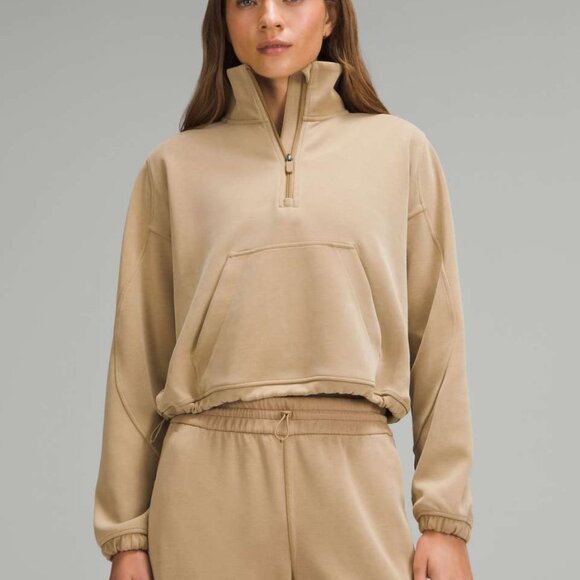 Lululemon Women's US 6 Brushed Softstreme Half Zip Sweatshirt Filbert Tan - Picture 1 of 8